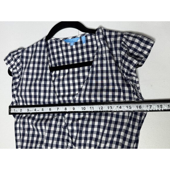 Draper James Navy Gingham Wrap Midi Dress Ruffle Hem Belted Size 2 - Picture 6 of 9